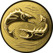 Emblem 25mm 2 Fische 3D, gold
