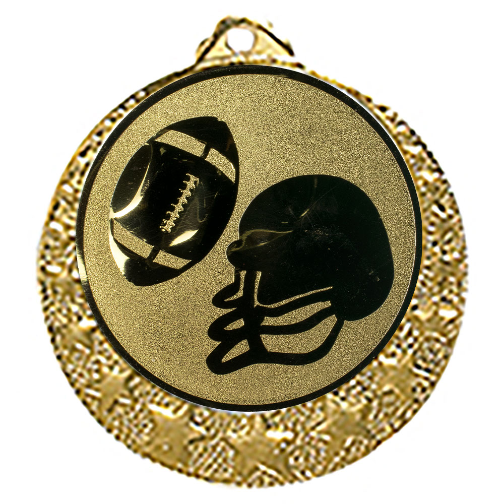 Produktbild von Football Medaille "Brixia" Ø 32mm mit Wunschemblem und Band