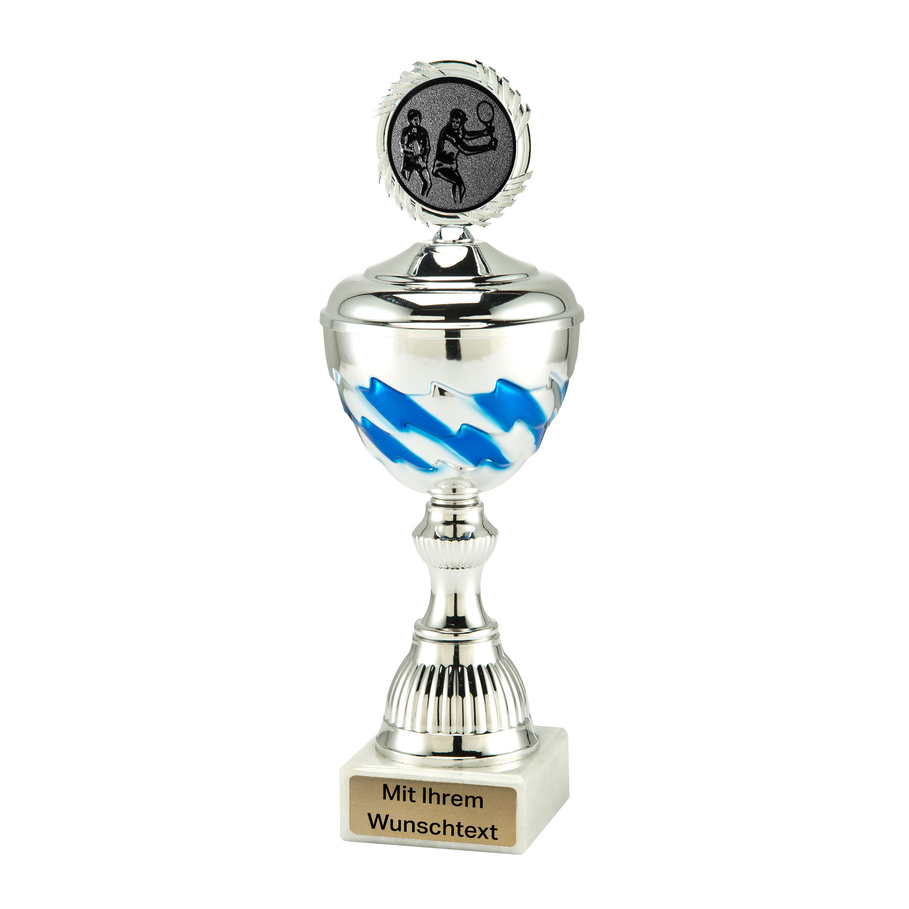 Produktbild von Pokale 6er Serie MT.136.04 silber/blau mit Deckel