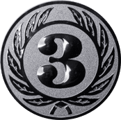 Emblem 25 mm Ehrenkranz mit 3, silber