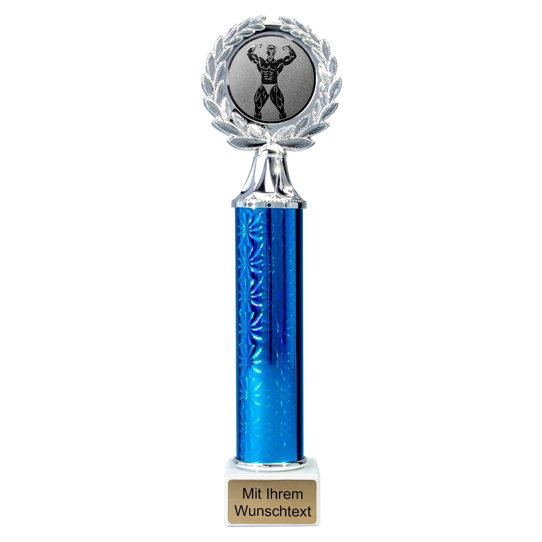 Produktbild von Bodybuildingsäulenpokale 4er Serie 59710 silber-blau