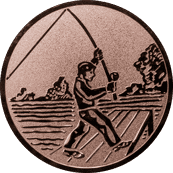 Emblem 25mm Angler beim Wurf, bronze