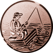 Emblem 25mm Angler im Boot, bronze