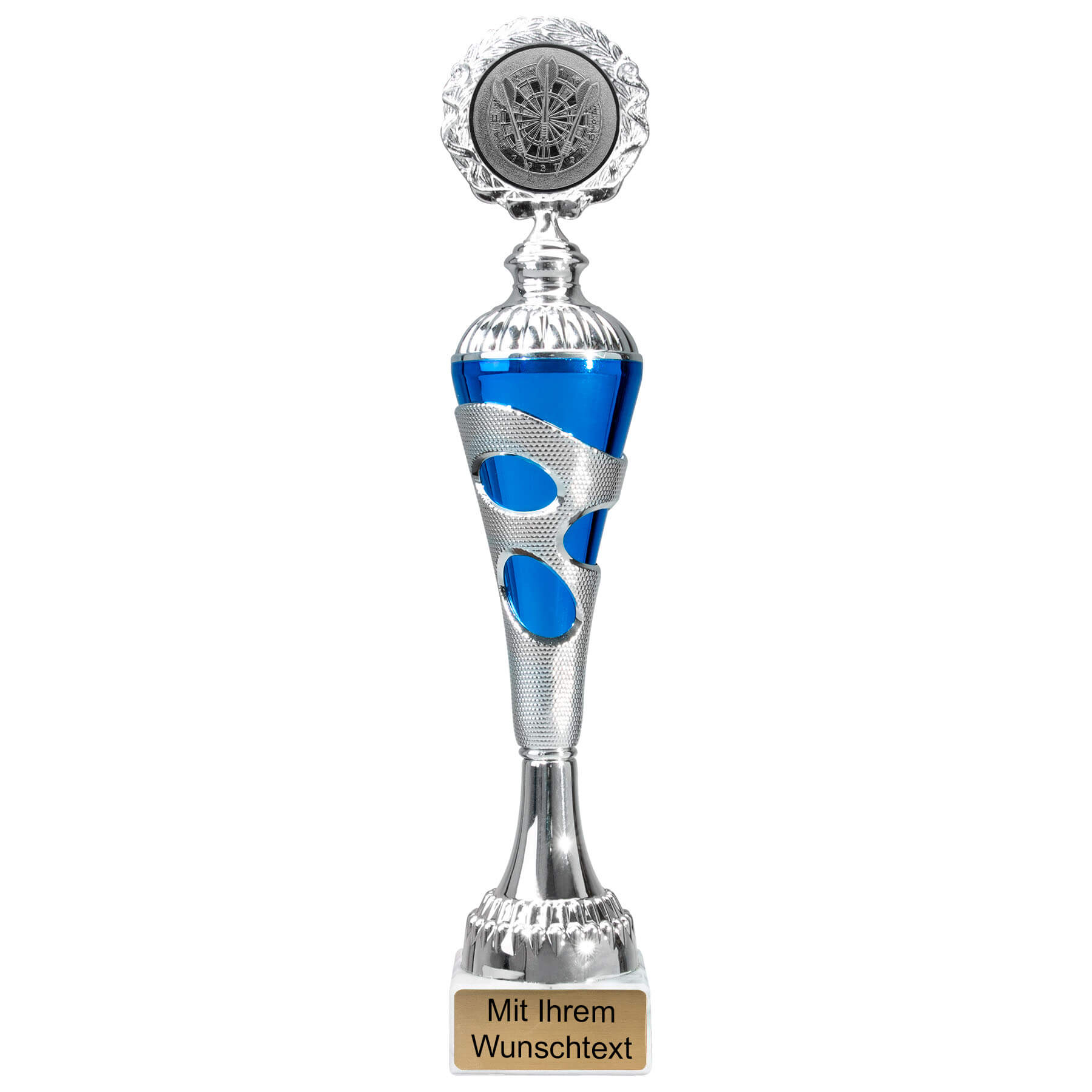 Produktbild von Dart-Pokale 6er Serie 54680 silber-blau mit Deckel