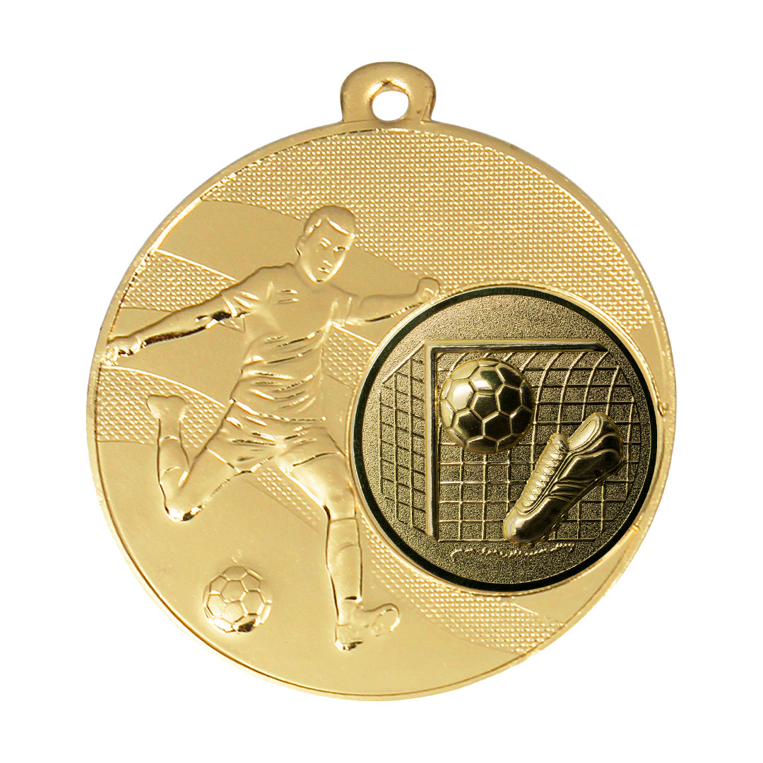 Produktbild von Fußballmedaille "Bloom" Ø 50 mm inkl. Wunschemblem und Kordel