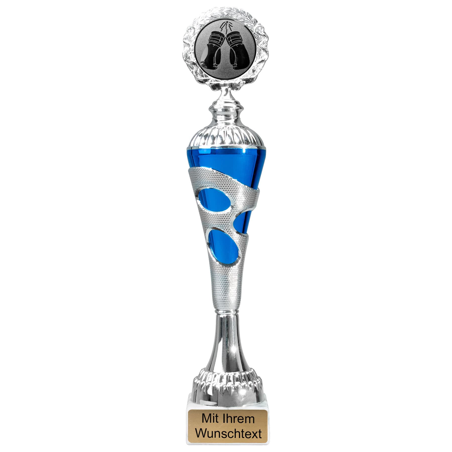 Produktbild von Box-Pokale 6er Serie 54680 silber-blau mit Deckel