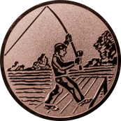Emblem 50mm Angler beim Wurf, bronze