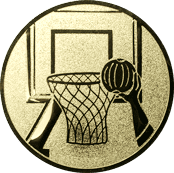 Emblem 25mm Basketball m. Korb 2, gold