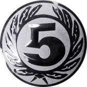 Emblem 25 mm Ehrenkranz mit 5, silber