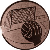 Emblem 25mm Handball mit Tor, bronze
