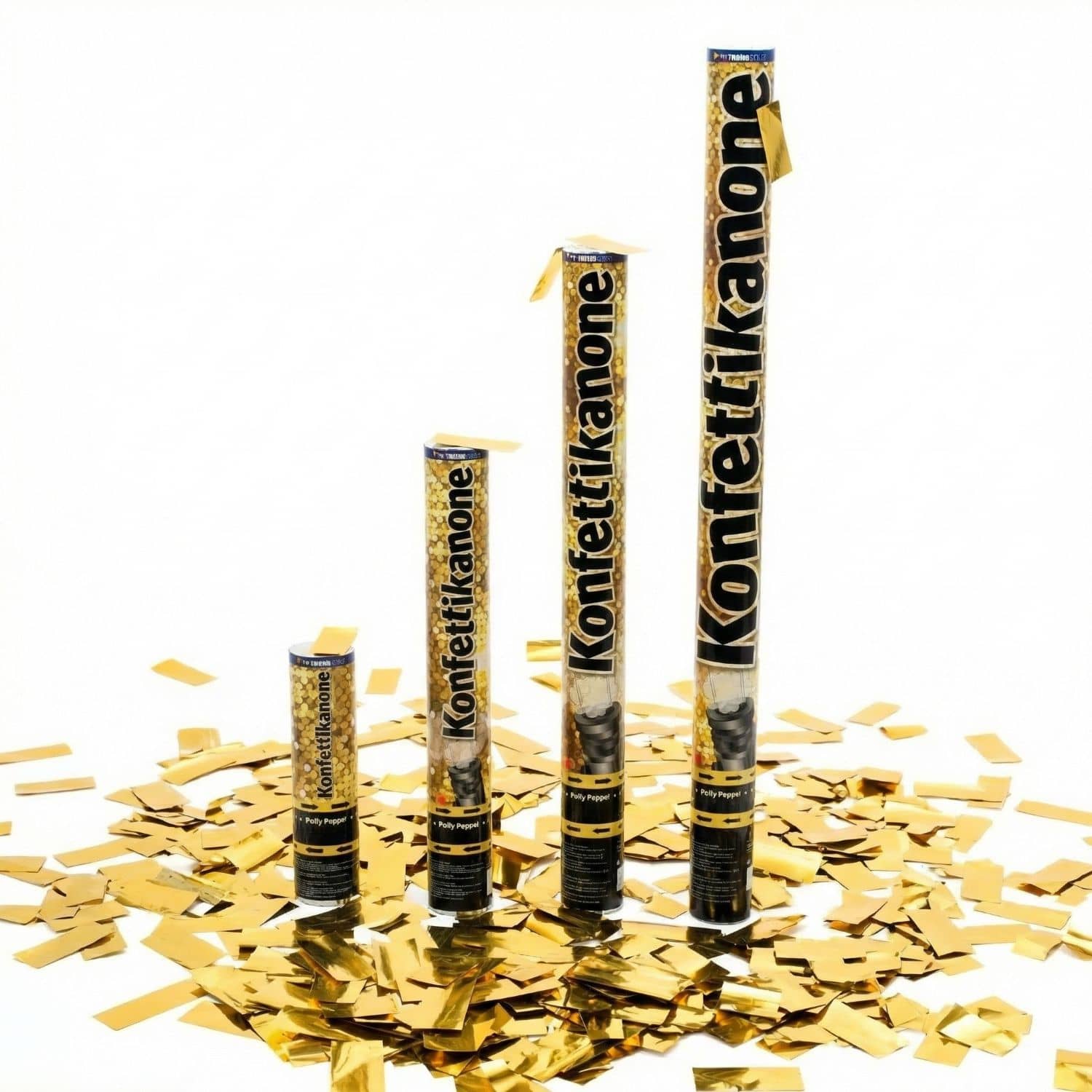 Produktbild von Konfettikanone mit gold-metallic Folienstreifen