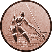 Emblem 25mm Fliegenangler im Wasser 3D, bronze