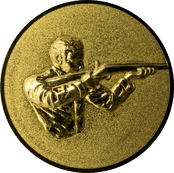 Emblem 25mm Gewehrschütze rechts 3D, gold schießen