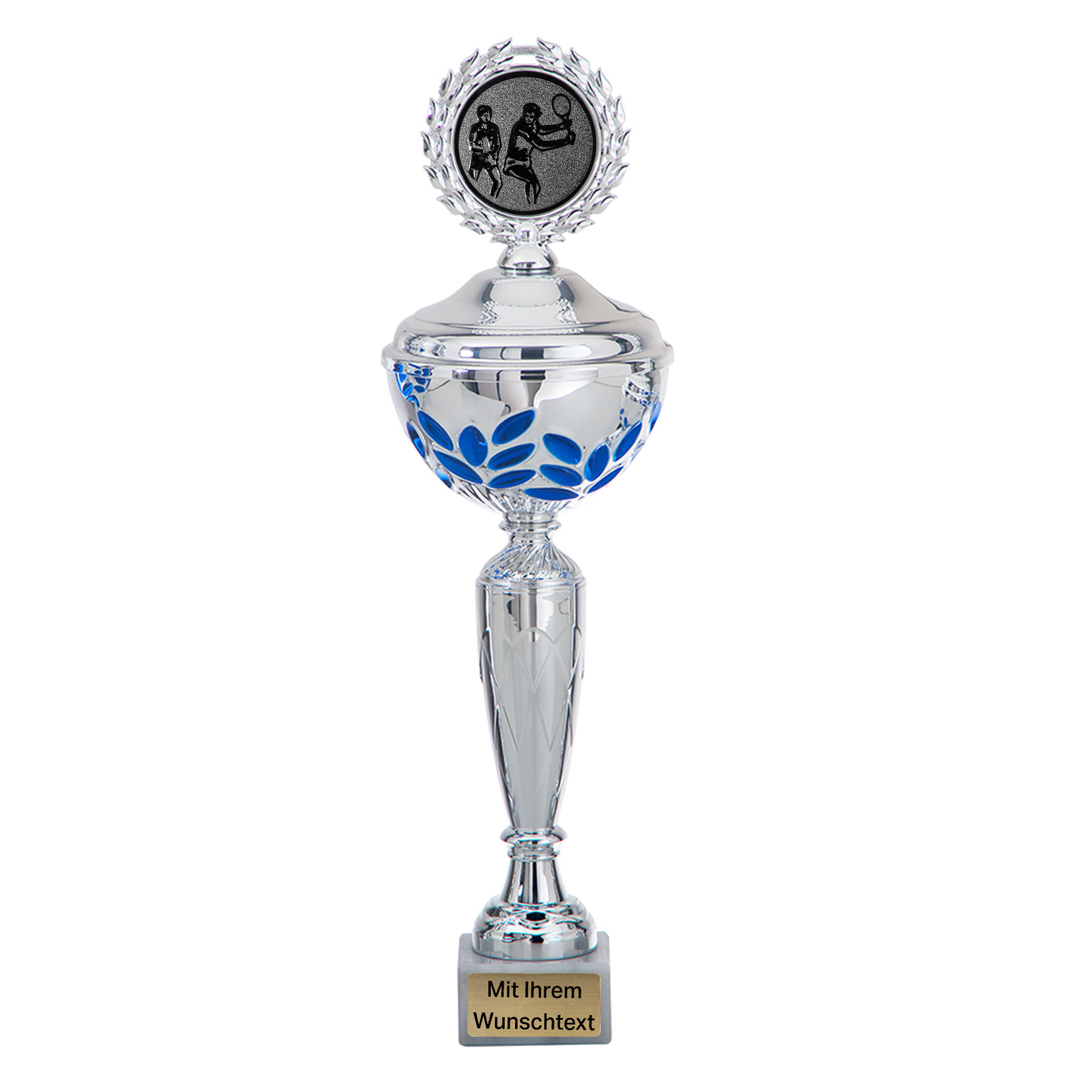 Produktbild von Pokale 3er Serie AK5205 silber/blau mit Deckel