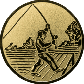 Emblem 25mm Angler beim Wurf, gold
