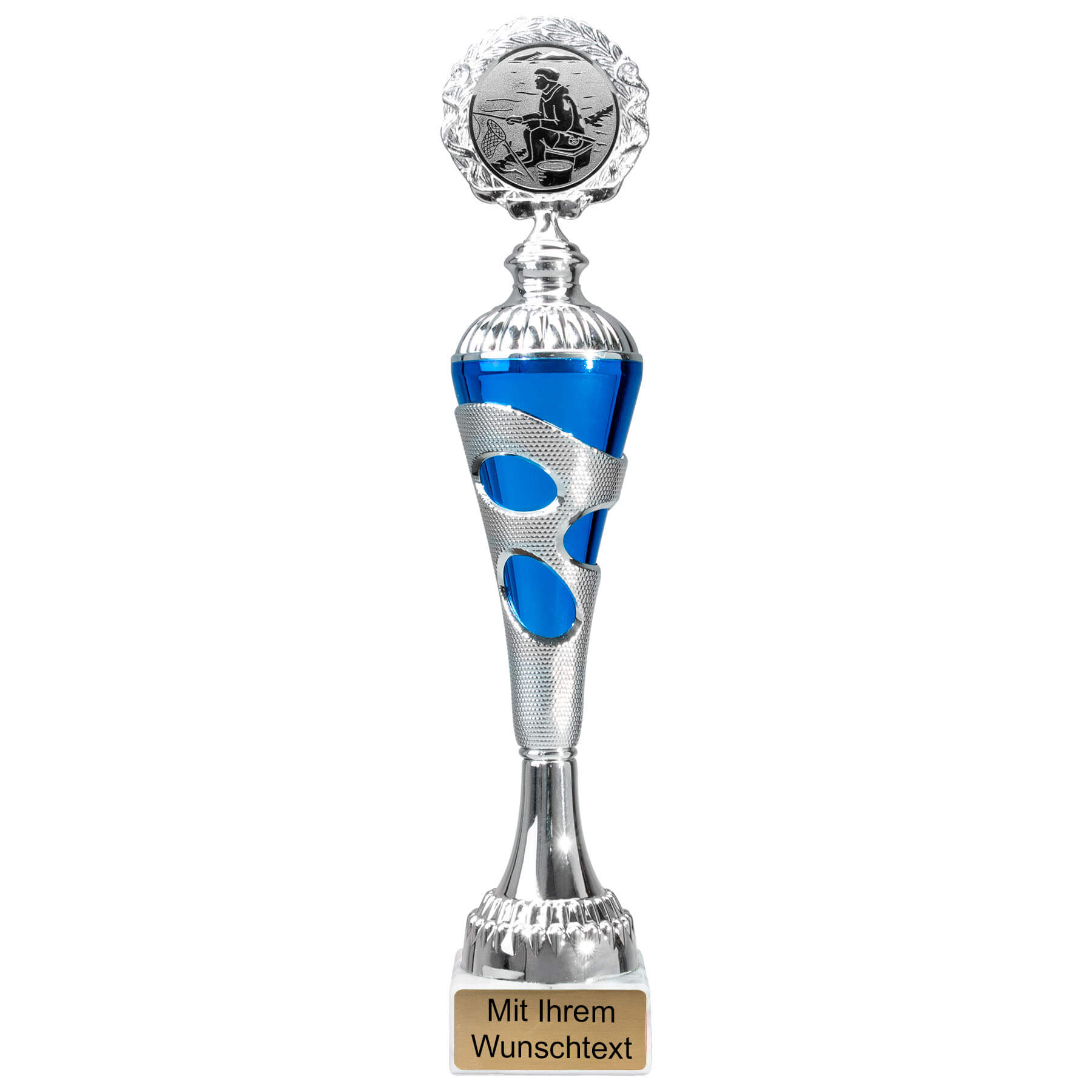 Produktbild von Angel-Pokale 6er Serie 54680 silber-blau mit Deckel