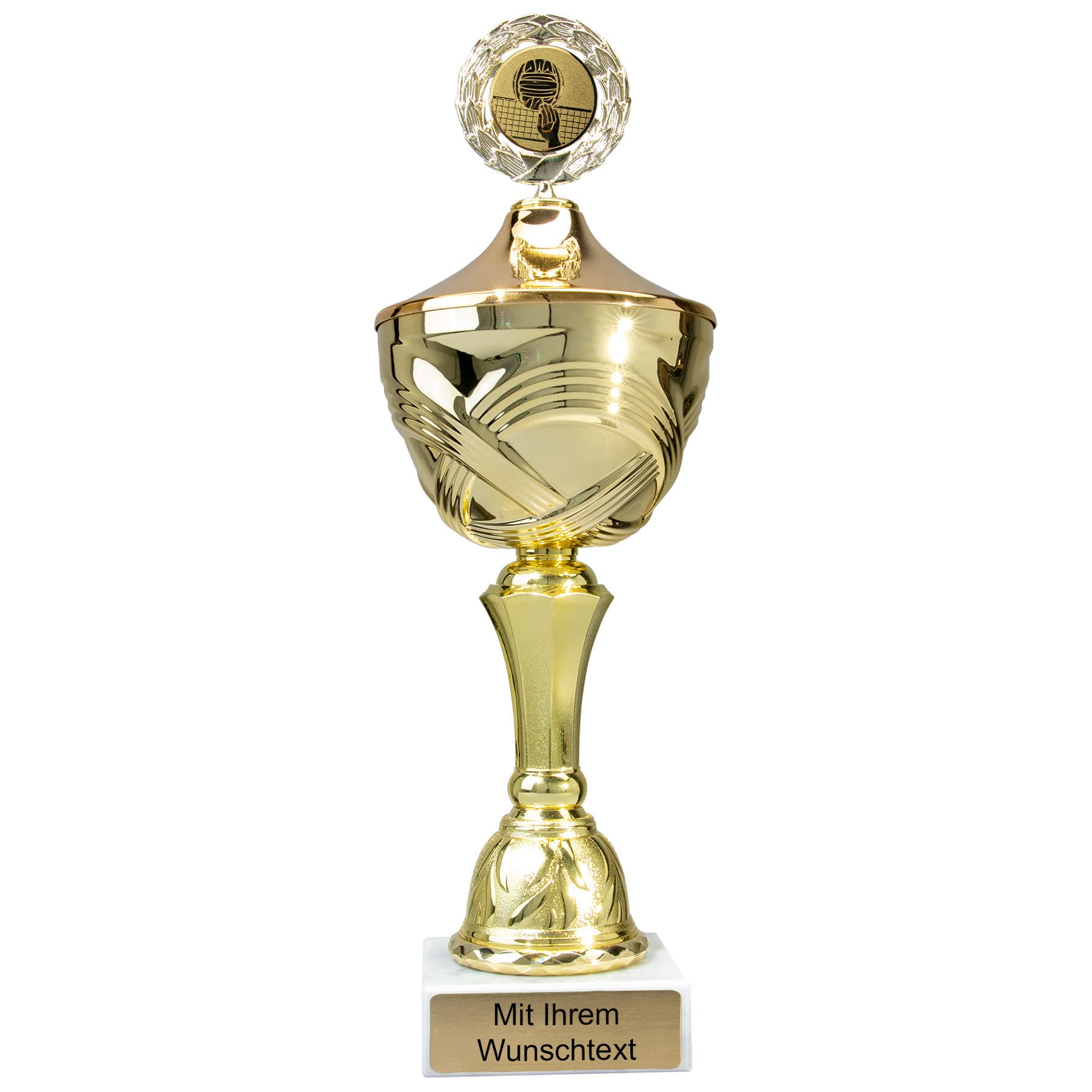 Produktbild von Volleyball-Pokale 10er Serie 56100 gold mit Deckel