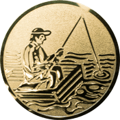 Emblem 25mm Angler im Boot, gold