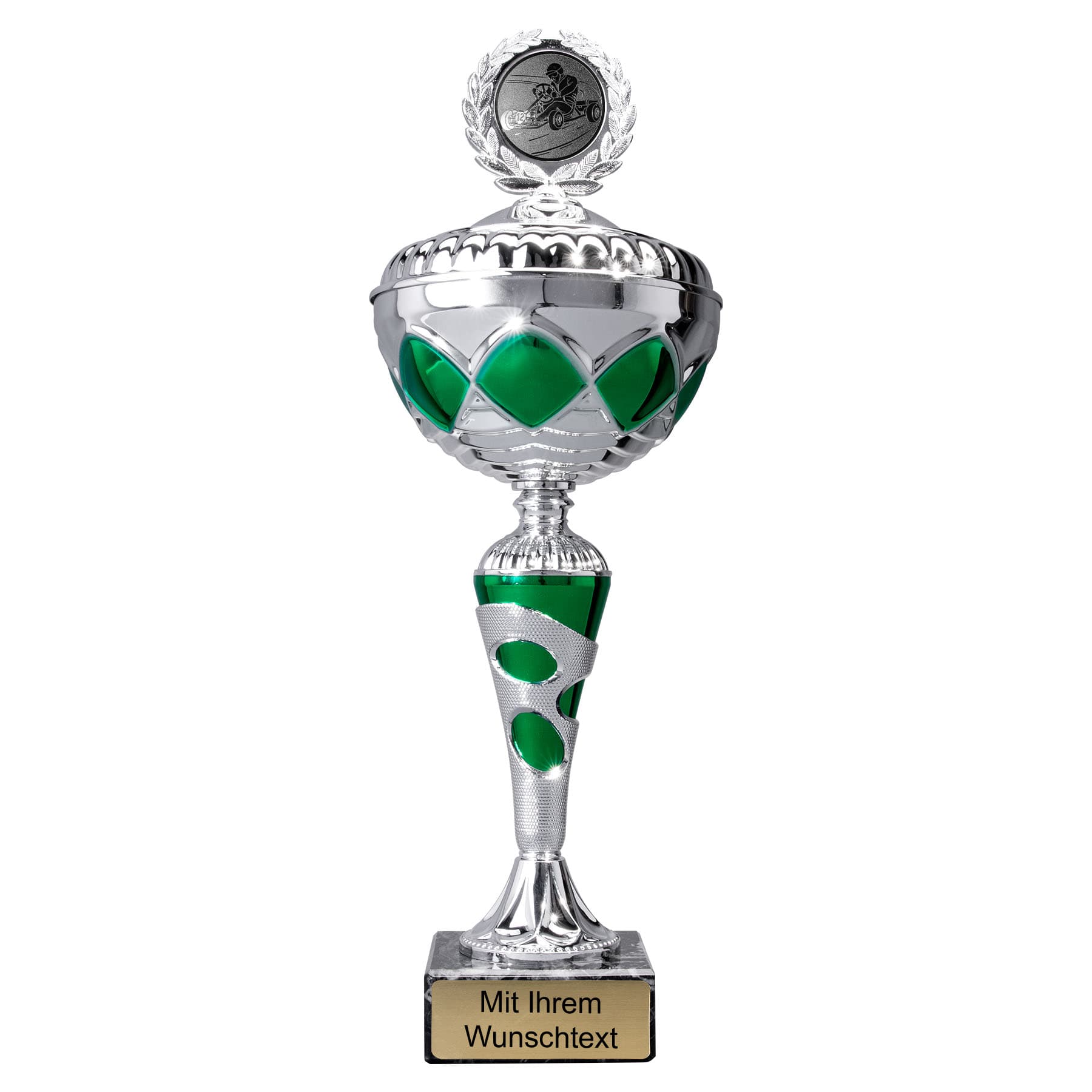 Produktbild von Kartpokale 10er Serie 59740 silber-grün mit Deckel