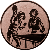 Emblem 25mm 2 Tischtennisspielerinen, bronze