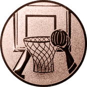 Emblem 25mm Basketball m. Korb 2, bronze