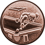 Emblem 25mm Billardspieler links 3D, bronze