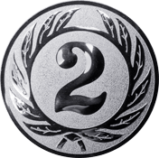 Emblem 25 mm Ehrenkranz mit 2, silber