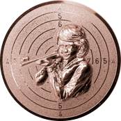 Emblem 25mm Zielsch. Schützin Gewehr 3D, bronze schießen