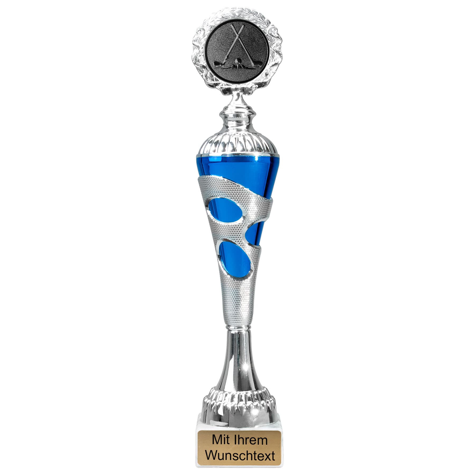 Produktbild von Golf-Pokale 6er Serie 54680 silber-blau mit Deckel