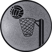 Emblem 25mm Basketball m. Korb, silber