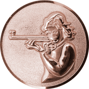 Emblem 25mm Schützin m. Gewehr 3D, bronze schießen