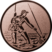 Emblem 25mm Fliegenangler im Wasser, bronze