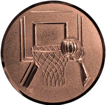 Emblem 25mm Basketball m. Korb 2, bronze 3D