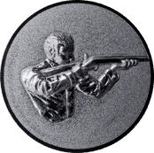Emblem 25mm Gewehrschütze rechts 3D, silber schießen