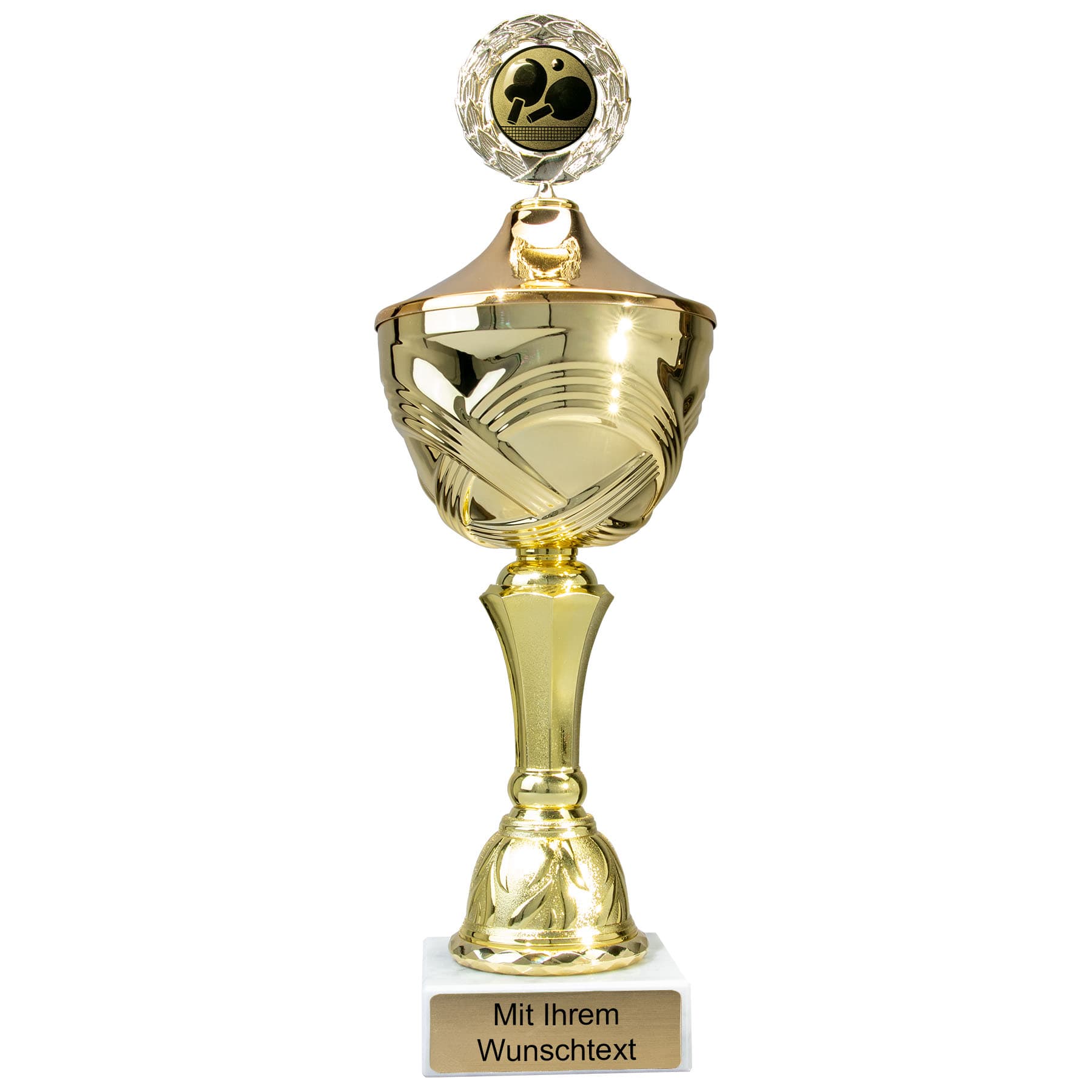 Produktbild von Tischtennis-Pokale 10er Serie 56100 gold mit Deckel