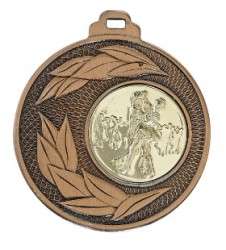 Medaille "Sunion" Ø 50mm mit Wunschemblem und Band bronze