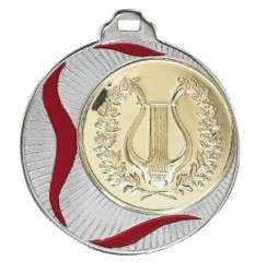 Medaille "Akragas" Ø 70mm mit Wunschemblem und Band silber