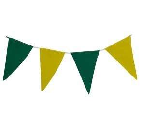 Wimpelkette grün-gelb aus Stoff » Premiumqualität « Wind- und Wetterfest an Nylonseil 