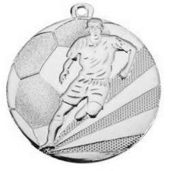 Medaille "Fußball" Ø 50mm mit Band silber