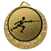 Fecht Medaille "Brixia" Ø 32mm mit Wunschemblem und Band gold