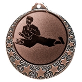 Karate Medaille "Brixia" Ø 32mm mit Wunschemblem und Band bronze