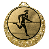 Lauf Medaille "Brixia" Ø 32mm mit Wunschemblem und Band gold