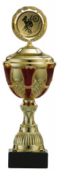 Pokale 6er Serie S500 gold/rot mit Deckel 26 cm