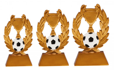 Pokal mit Fußball 3er Serie TRY-RE001 gold 